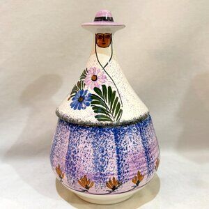 VTG MCM Eduardo Vega Lady Figure Ceramic Lidded Jar Cannister